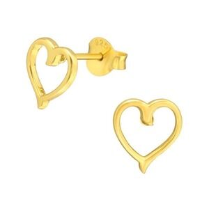 24k Gold Vermeil Open Heart Tiny Stud Earrings